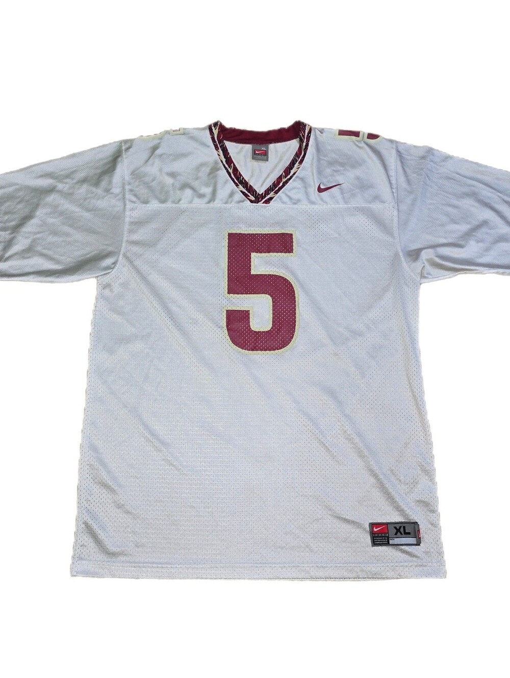 Vtg NIKE Florida State Seminoles FSU Football Jersey White #5 Jameis Winston XL